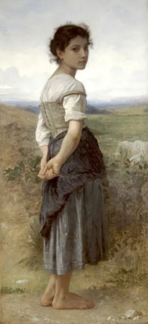 Hand Painted Portrait Oil Painting on Canvas,"The Young Shepherdess" 24×36