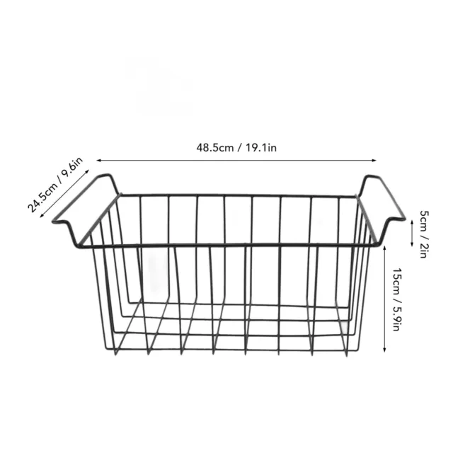 (L 48.5cm X W 24.5cm X H 20cm)Freezer Wire Storage Basket Black Deform Proof