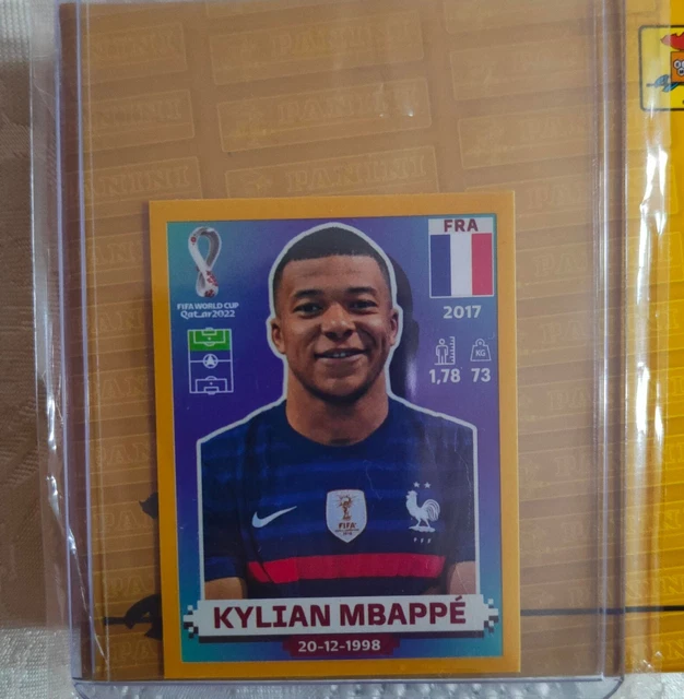 2022 PANINI FIFA World Cup Qatar Kylian Mbappe Sticker Gold Parallel