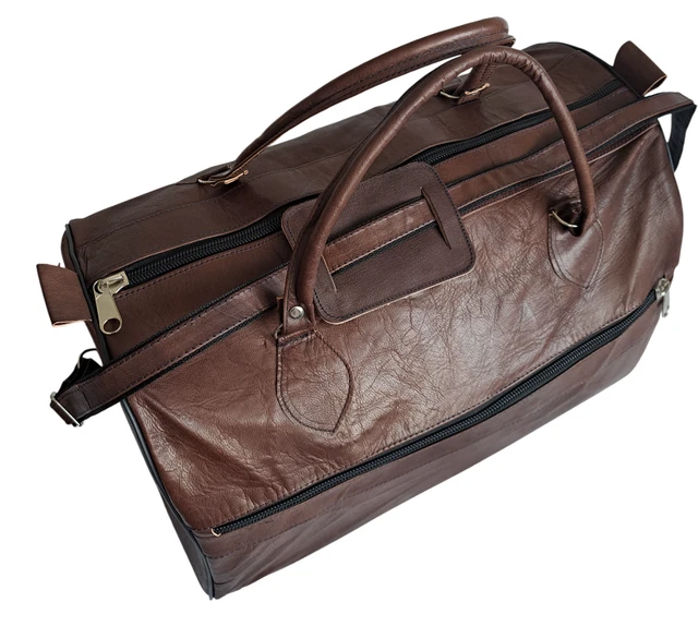 Sac De Voyage Homme Cuir Véritable – Duffel 25 Pouces – Marron – Fait Main