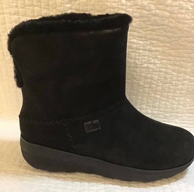 Fitflop Mukluk Shorty Iii Boot/Bootie All Black Suede And Shearling Lined Size 7