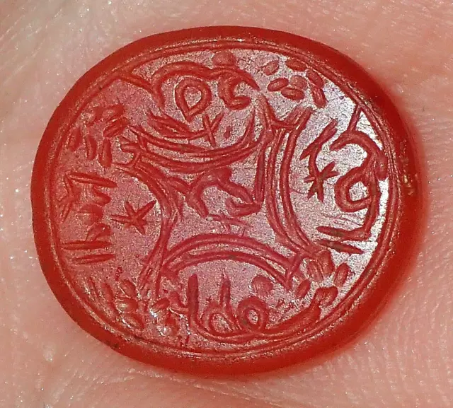 17mm Ancient Islamic Carnelian Stone Intaglio Talisman Seal, #S3664