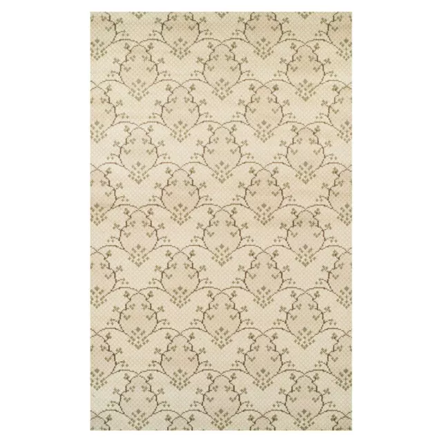 8' X 10' Beige Green And Brown Floral Vines Stain Resistant Area Rug