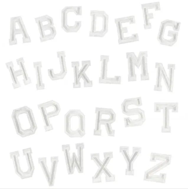 White A-Z Alphabet Letter Patches Embroidered Iron On Patch Diy Crafts