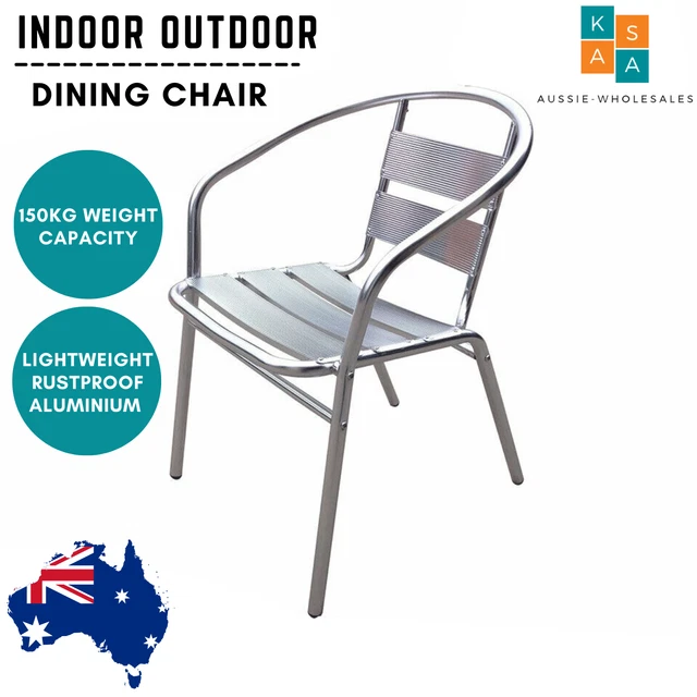 Indoor Outdoor Stackable Dining Chair with Aluminum Slats For Restaurant Cafes