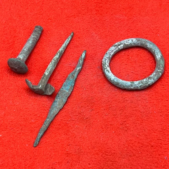 Ancient Bronze Viking miscellaneous parts needle ring hairpin 10th-12th century
