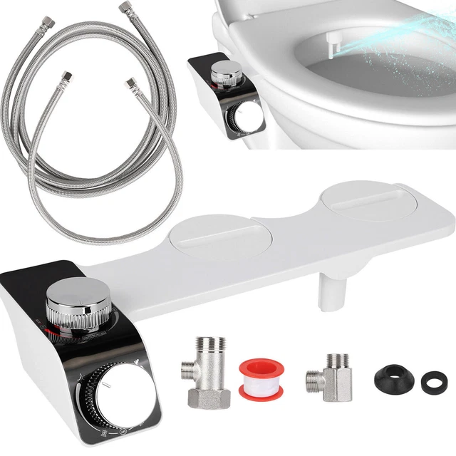 WC Bidet Aufsatz Selbstreinigend | Mit 2 Düsen & T-Stück | Ultradünnes Design