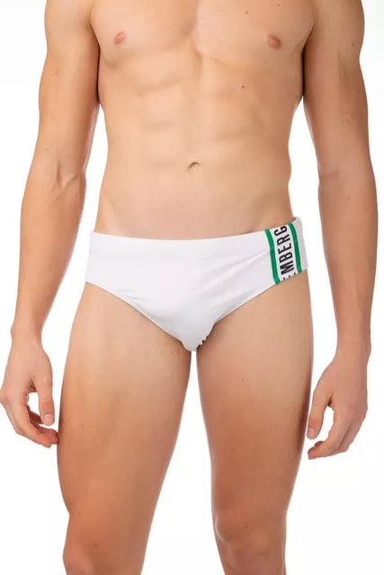 -35% Slip bagno costume uomo Bikkembergs mare piscina unito BIANCO logo taglie