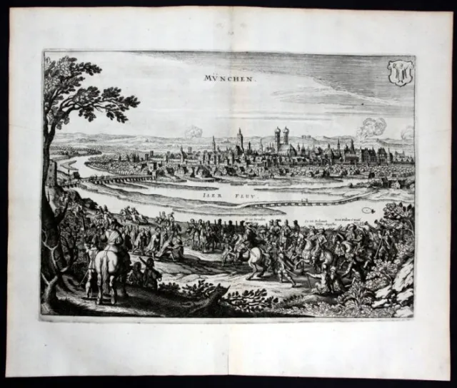München Gesamtansicht Bayern Oberbayern Munich Kupferstich Merian 1642