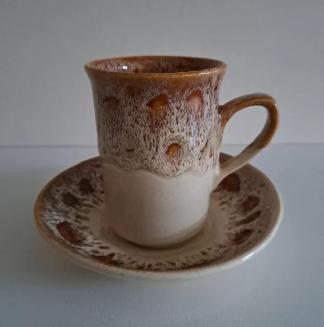 Fosters Studio Pottery 10x7cm Mug Cup & Saucer Deep Blonde Honeycombe Vintage