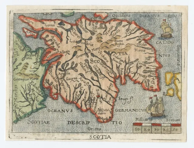 Antique Map "Scotia" (Scotland)  Abraham Ortelius, 1655 Ca