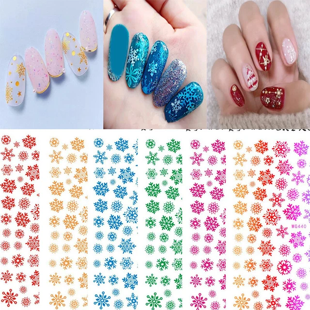 Dentelle Or Ongle Slider 3D Noël Décalques Autocollant Hiver Flocon de Neige ,