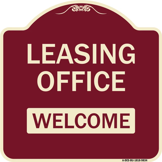 Designer Series - Leasing Office Welcome Burgungy Heavy-Gauge Aluminum