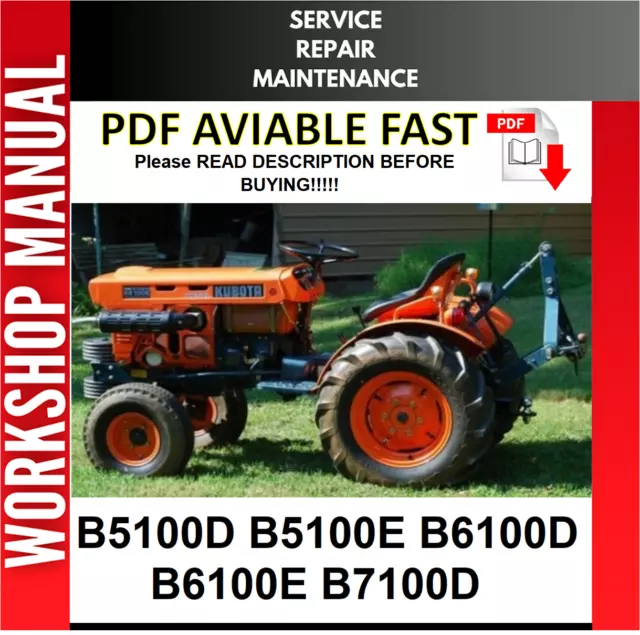 Kubota B5100D B6100D B7100D Factory Service Repair Workshop Manual