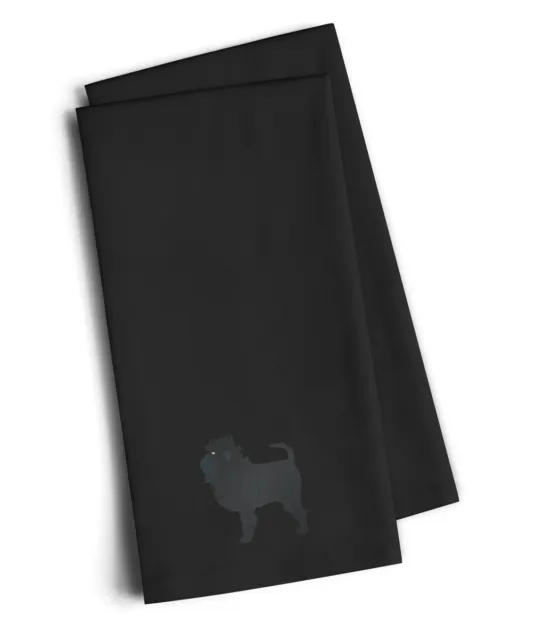 Affenpinscher Black Embroidered Towel Set of 2 BB3448BKTWE