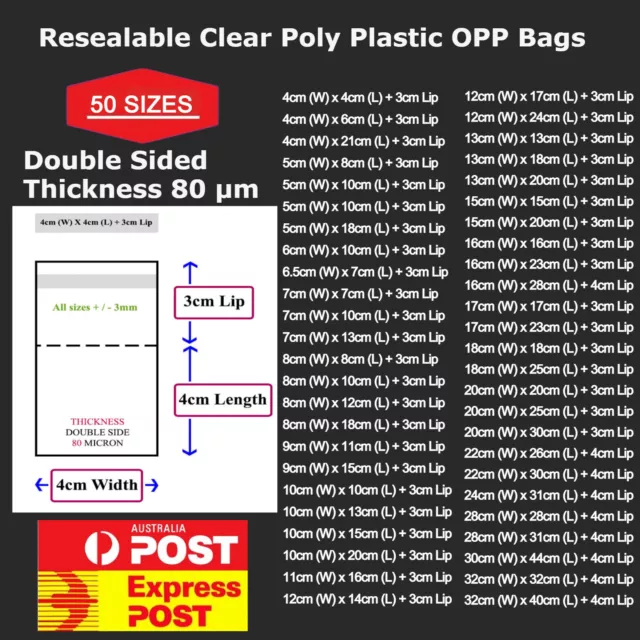 Self Seal Adhesive Cello Cellophane Resealable Clear OPP Plastic Packaging Bags