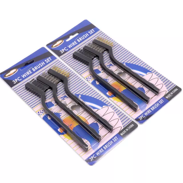 7in Mini Wire Brush Set Stainless Steel Nylon Brass Scrub Brushes Metal Remover 3