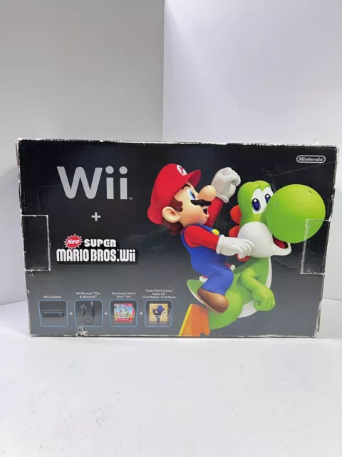 Nintendo Wii Super Mario Bros Console Bundle In Box w/Classic Controller
