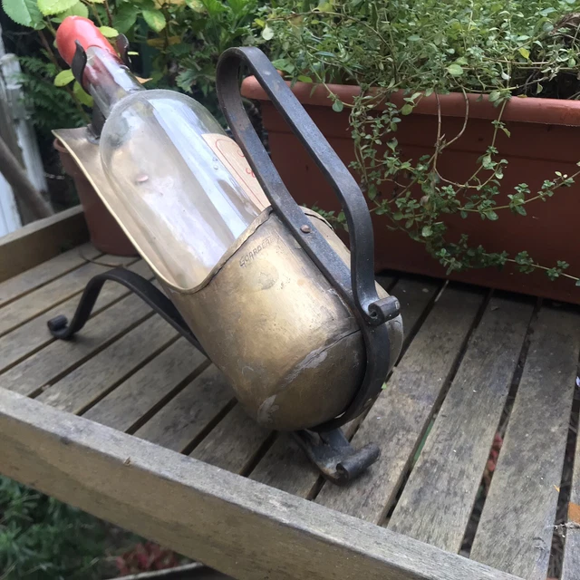 French Jean Goardere Wine Bottle Holder Stand Brass Wrought Iron Vintage Carrier 8