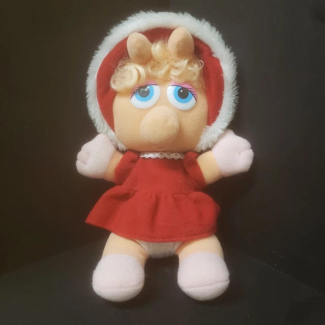Vtg 1987 Muppet Babies Miss Piggy Plush Toy Stuffed Animal Jim Henson Christmas
