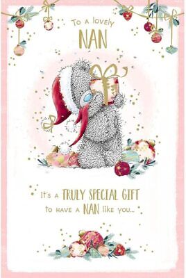 Bear Holding Up Gift Nan Christmas Card