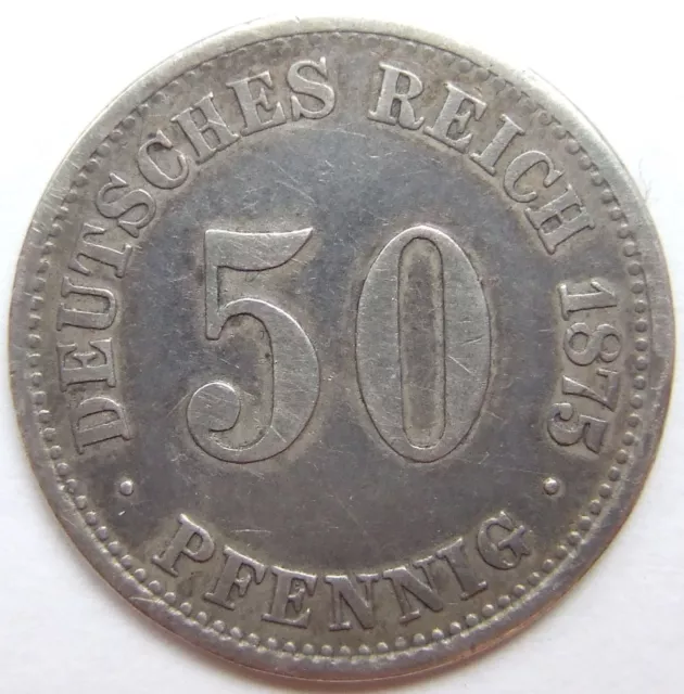 Moneta Reich Tedesco Impero Tedesco 50 Pfennig 1875 H IN fine / Very fine