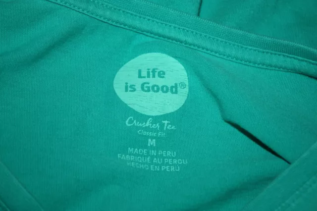 Life is Good Teal Four Seasons Size Medium V-neck Crusher Tee Short Sleeve Top 2