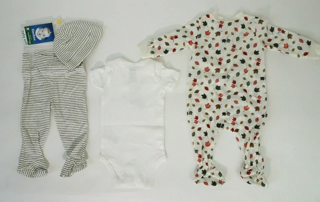 Baby Infant Boy 4 Pc Carters Gerber Bodysuits Pants Cap Set Size 3-6 Mos  NEW 2