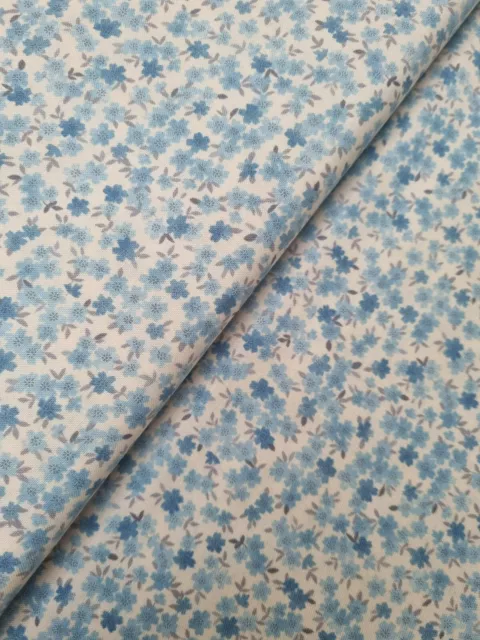 Tranquility Blossom - Blue - Makower 100% Cotton Fabric Craft Quilting Material