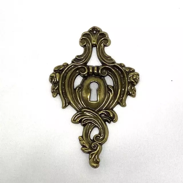 QTY 3 Keeler Brass Escutcheons Key Hole Cover Plate Victorian Ornate 2