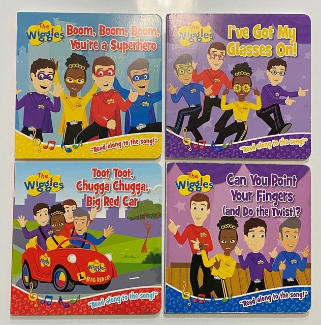 THE WIGGLES X4 Board Books Read Along Songs Toot Toot Glasses Boom Boom ...