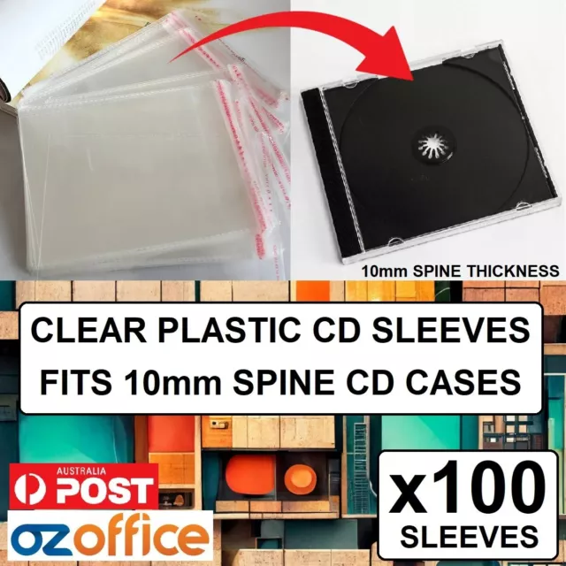 100 x CD Case Plastic Sleeves Cellophane Wrapping for Standard 10mm CD Case