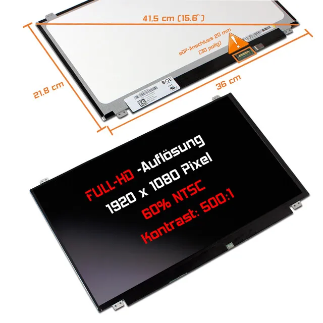 15,6" LED Display matt passend für AUO B156HAN06.1 30Pin Full-HD 1920x1080
