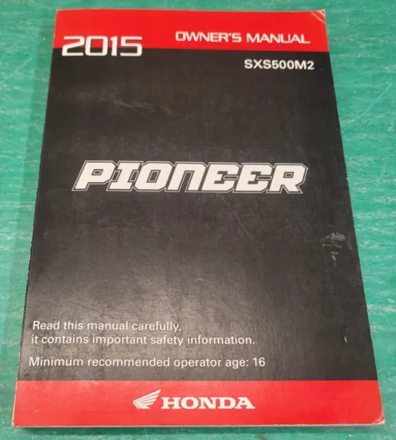Honda Oem 2015 Sxs500M2 Owners Manual