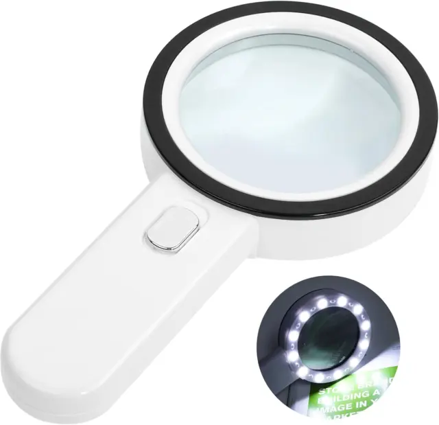 Loupe De Lecture Éclairée, Loupe 30X Avec 12 LED Lumière, Loupe Grossissante À M