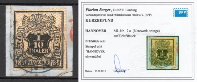 Altdeutschland AD Hannover 1855 Mi.7a gestempelt geprüft Kurzbefund Berger BPP