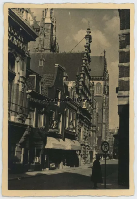 Orig. Foto Strassenszene bei Kirche in HAARLEM Holland 1940