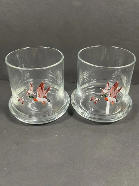 Vintage 1981 Avon Chesapeake Collection Mallard Ducks Flying Glasses Set Of 2