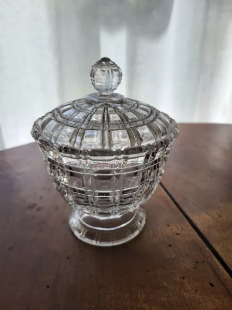 Bonbonnière Sucrier en verre moulé vintage