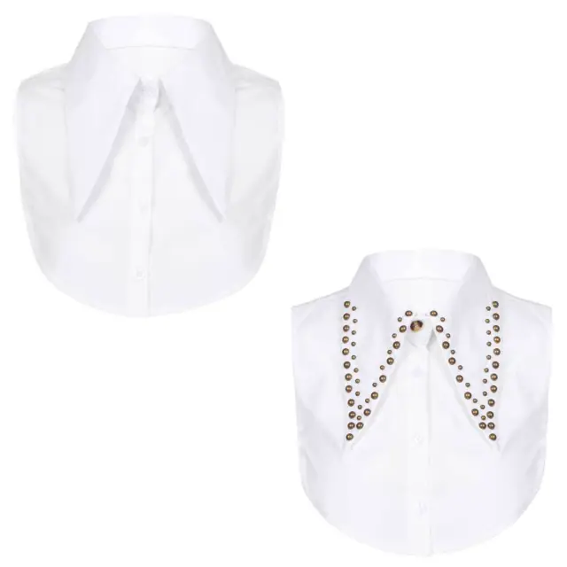 Women Detachable Fake Collar Lapel Half Shirt Blouse Dickey Neckline False Bib 2