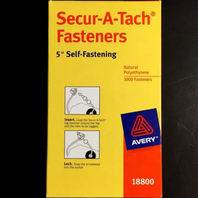Avery® Secur-A-Tach Tag Fasteners 1,000 Weatherproof 5" Long Secure Attach NEW