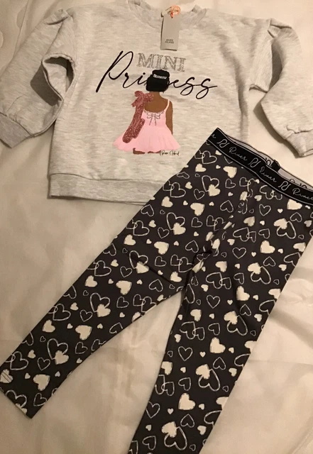 River Island Mini Girls Aged 3-4 Years Grey Princess Sweat Top Set BNWT