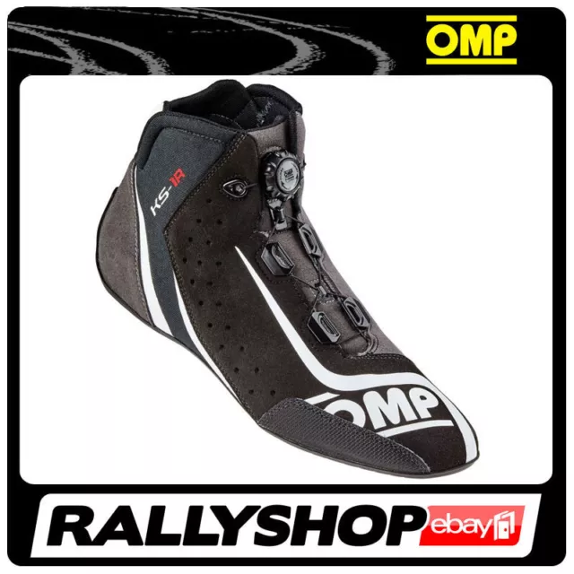 OMP KS-1R Zapatos de Carrera de Karting Negros Rally Kart TOP Botas Ligeras Conducción Deportiva