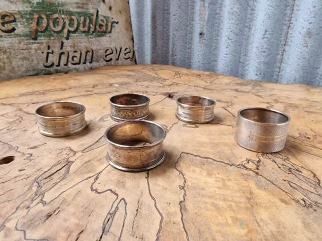 5 Silver Napkin Rings