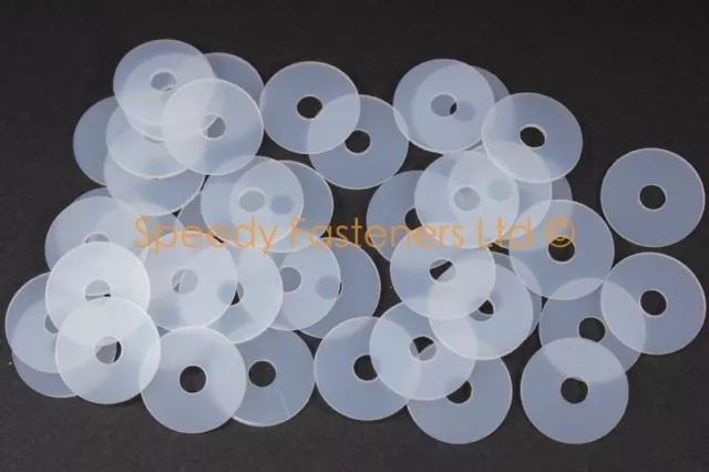 Nylon Plastic Clear Washers m5 5.3mm, 20mm OD, 1mm Thick Select Pack Size