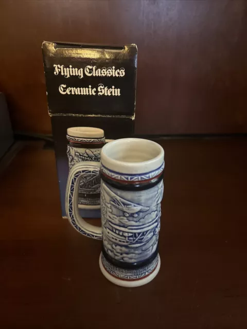 Collectible 1982 Avon Flying Classics Ceramic Stein 5.5" Tall Vintage With Box
