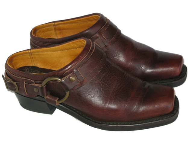 Frye Western Belted Harness Mule Glissières WM Sz 7.5 M Marron Cuir Chaussures