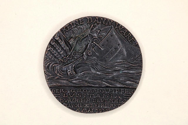 WW1 ALLEMAND MÉDAILLE par Carl Goetz Sinking De Lusitania 1st Version ...