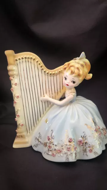 josef originals figurines *RARE 1960's Robin Strumming Harp* BEAUTIFUL!💓