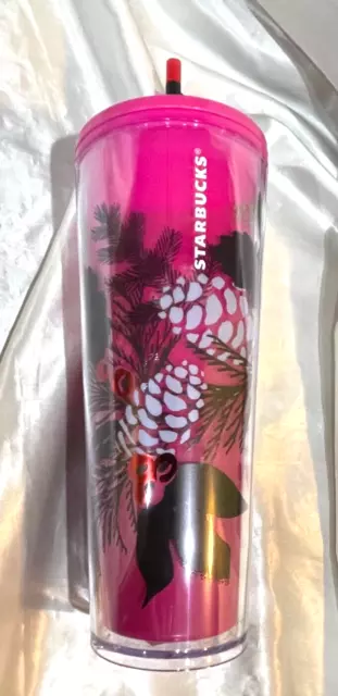 Starbucks 2021 Christmas Holiday Vibrant Berry Pink Color Change Tumbler 24 oz 2